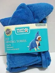New Shark Hooded Pet Drying Towel Bathrobe Heart to Tail Dog S/M Blue NWT