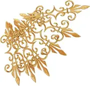SEWACC 6pcs Long Leaves Applique Embroidery Patches and Floral Iron Embellishments for Wedding Costumes and Vintage Clothing Decor