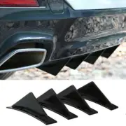 4Pcs Universal Lower Rear Body Bumper Diffuser Shark Fin Kit ABS Spoiler Black
