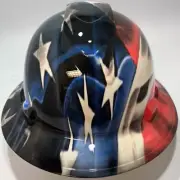 New Full Brim Hard Hat Custom Hydro Dipped AMERICAN PRIDE