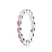 New Authentic Pandora Silver Pink Enamel Twist Stackable Ring Size 48 190884EN24