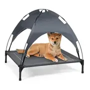 Elevated Dog Bed with Removable Canopy, Portable Raised Pet Cot Cooling Dog