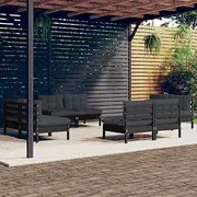 Patio Furniture Sets 8 Piece Garden Lounge Set with Anthracite Cushions Pinewood
