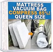 Mattress Vacuum Bag, Sealable Bag for Memory Foam or Inner Spring Mattresses, Compression and Storage for Moving and Returns, Leakproof Valve and Double Zip Seal (Queen/Full/Full-XL)