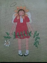Angel Sunflower School Play Hand-Painted Needlepoint Canvas