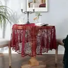 Lace Table Cloth Super Soft Decorative Lace Knitted Hollow Mesh Round Table
