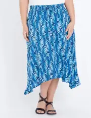 BNWT Size 22 AUTOGRAPH Navy Leaf Print Skirt Ladies Plus