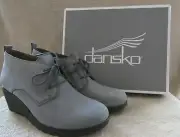 DANSKO Cadee Nubuck Leather Grey Lace Up Boots Shoes US 8.5 - 9 M EUR 39 NWB
