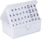 Mahjong Set Professional Chinese Mahjong Set Mah Jong Set with Mahjong Box 144 Numbered Tile Chinese Mah Jongg Set(White,37mm)