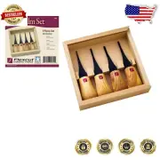 4-Piece Mini Palm Carving Tools Set with Ash Handles for Fine Detail Work