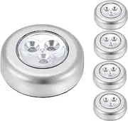 5 Pack Push Tap Light, LED Battery-Powered Wireless Night Light Stick Tap Touch Lamp Stick-on Push Light for Closets, Cabinets, Counters, or Utility Rooms,Cordless Touch Light, Batteris Not Included