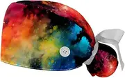 [YTYVAGT] 2-Pc,Gourd-Shaped Working Cap,Fisherman Hat with Buttons and Cotton Sweatband,Abstract Galaxy Nebula