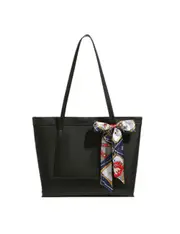 Oxford Tote Bag With Two Interior Zipper Bag - Black Black