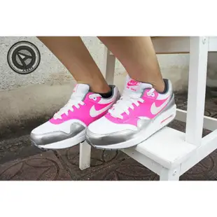 NIKE 女鞋 AIR MAX 1 GS WHITE PINK 桃紅白銀 【A-KAY0】【653653-108】