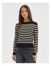 [ONLY] Kalana Stripe Knit in Black/Whitecap