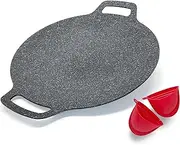 Saltlas Korean Style BBQ Grill Pan for Stove Top, Camping and IH, 13" Round Griddle With Double Bottom, Non-stick Coating Frying Pan