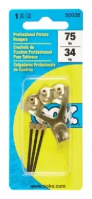 OOK 50026 Pro-Series Professional Picture Hanger 75 lbs. with 1-Hook & 3-Nails