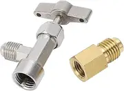 Hyuduo Refrigerant Can Tap Tool, Self Sealing Can Tap Valve 1/4in 1/2in Thread Stainless Steel Refrigerant Dispenser Opener with Hose Adapter for Car Truck