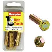 Champion High Tensile Bolts and Nuts BM116, M12x1.75 x 30mm