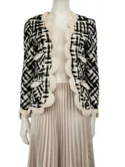 Black & White Checkered Scallop Blazer