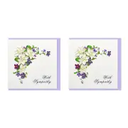 2x Boyle Handmade Paper 15cm Greeting Card/Envelope Sympathy Purple/White Flower