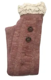 New Simply Noelle Women's Rose Crochet Edge Tall Button Accent Boho Socks