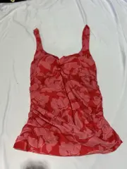 Nicole Miller Studio Womens Top Only Tie Swimsuit Floral Sz Large