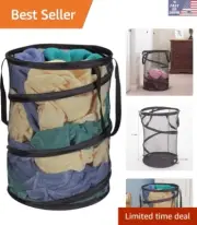 2026 Black Pop-Up Collapsible Mesh Laundry Hamper, 25" Height for Easy Transport