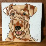 Welsh Terrier Dog - Hand Painted Tile by Pumpkin Tile - 6 x 6" - D137