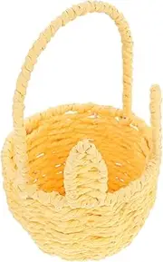 Alipis Hand Woven Bunny Ear Basket Cute Rabbit Ear Storage Basket with Handle for Home Organization Portable Container