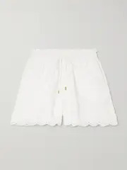 [Melissa Odabash] Melissa Odabash - Indy Scalloped Broderie Anglaise Cotton-poplin Shorts - White - small small White