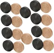 Toddmomy 24pcs Wooden Chess Checkers Set Round Threaded Chess Pieces Solid Wood Travel Set for Occasion