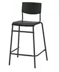 Ikea Steel Bar Stool With Backrest, Stackable Kitchen Highchair Black 24 3/4 "