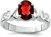 [JewelryWeb] 925 Sterling Silver Solid Polished Garnet Ring 3mm Wide Band Style-Ring for Women