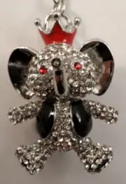 Rhinestone Bling Circus Elephant Good Luck Key Chain Purse Fob