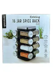 Kamenstein Brushed Stainless 16-Jar Countertop Spice Rack Organizer With Spices