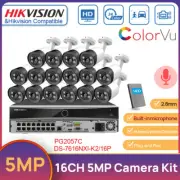 Hikvision 16CH 4K POE NVR 5MP POE Full Color Bullet Security Camera System Kit