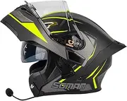 Motorcycle Helmet, flip-up Helmet, Double Visor, Motorcycle Helmet, Scooter Helmet, Moped Helmet, ECE Certified for Women, Men, Adult Motorcycle Helmet C,XXL
