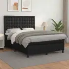 Box Spring Bed with Mattress Black 137x187 cm Double Size Faux Leather vidaXL