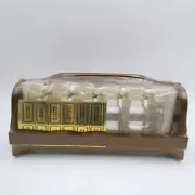 Wood Spice Rack 6 Clear Glass Spice Jars Shakers Labels New in Package