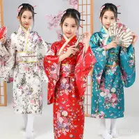 在飛比找蝦皮購物優惠-新款女童和服日本古早改良印花小外套睡衣長袍小花正裝和服套裝