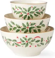 894183 Holiday 3-Piece Nesting Bowl Set, Red & Green