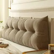 Wedge Pillows ，Lumbar Support Pillow，Headboard Reading Pillow, Triangular Headboard Cushion，for Bed Sofa Tatami, Washable Daybed Triangle Bolster Cushion(Brown,200x40x12cm)