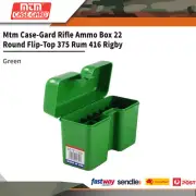 Mtm Case-gard Rifle Ammo Box 22 Round Flip-top 375rum 416 Rigby Green Rf22-lm-10