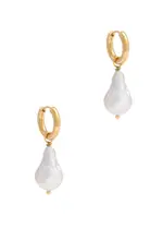 Sandralexandra Pearl-embellished 18kt Gold-plated Hoop Earrings ONE SIZE