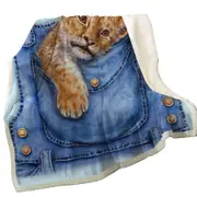 Cute Animal Art Lion Cub Overall Pocket Throw Blanket