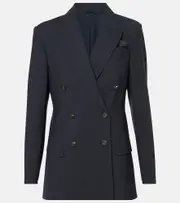 [Brunello Cucinelli] Brunello Cucinelli Wool-blend blazer AU 12 blue
