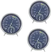 Hohopeti 3pcs Thermometer Room Temperature and Humidity Gauge Stainless Steel Sauna and Greenhouse Accessory