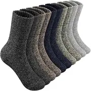 [Dvbfufv] 5 Pairs Wool Socks Mens Hiking Socks Warm Winter Socks Soft Crew Socks Cotton Socks Cold-Proof Socks
