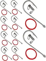 Live Shrimp Hooks Set of 10 Carbon Steel Hooks Spring Barbs for Freshwater Saltwater Fishing